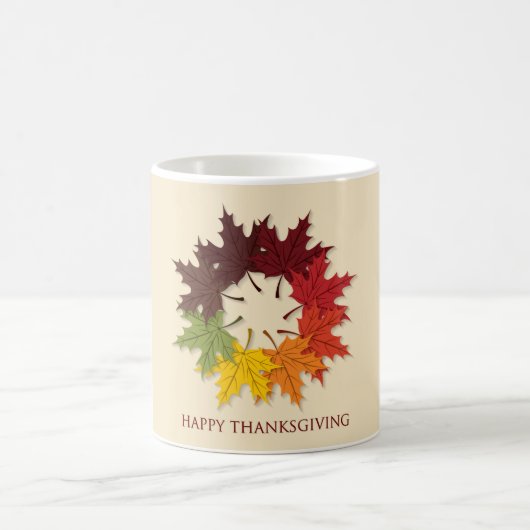 Thanksgiving cirkel bladeren koffiemok (Center)
