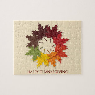 Thanksgiving cirkel bladeren legpuzzel