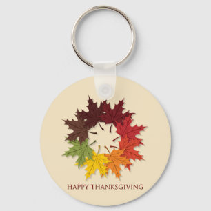 Thanksgiving cirkel bladeren sleutelhanger