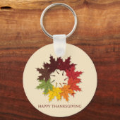 Thanksgiving cirkel bladeren sleutelhanger (Voorkant)