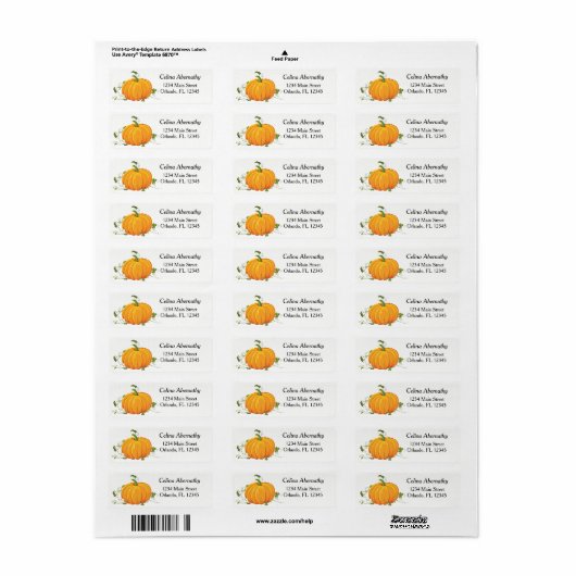 Thanksgiving Classic Pumpkin Retouradres Label (Full Sheet)