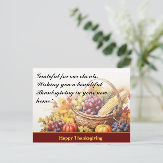 Thanksgiving Client Vastgoedmarketing Briefkaart (Staand voorkant)