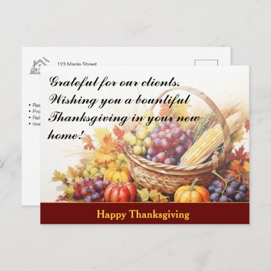Thanksgiving Client Vastgoedmarketing Briefkaart (Voorkant / Achterkant)