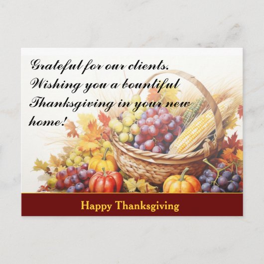 Thanksgiving Client Vastgoedmarketing Briefkaart (Voorkant)