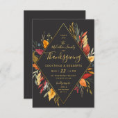 Thanksgiving Cocktailparty Watercolor Loof Kaart (Voorkant / Achterkant)