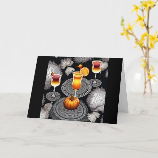 Thanksgiving Cocktails Kaart (Gele Bloem)