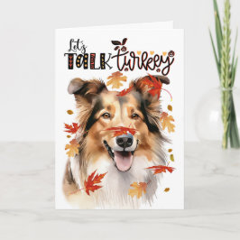 Thanksgiving Collie Dog Lets Talk Turkije Feestdagen Kaart