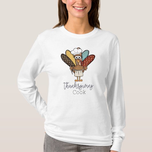 Thanksgiving Cook Turkije Schort Chef Girl Funny T-shirt (Voorkant)