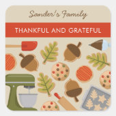 THANKSGIVING COOKIES DANKBAAR EN DANKBAAR VIERKANTE STICKER (Voorkant)