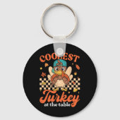 Thanksgiving Coolest Turkey At Table Boys Kids Tod Sleutelhanger (Voorkant)