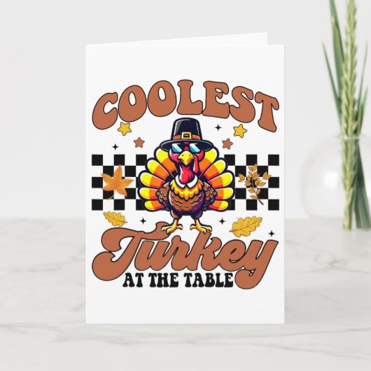 Thanksgiving Coolest Turkey At The Table Dinner Gi Kaart (Voorkant)
