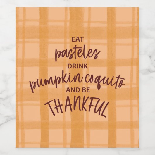 Thanksgiving Coquito Wijn Etiket (Enkel label)