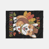 Thanksgiving Corgi Hond Kalkoen Fleece Deken (Voorkant (Horizontaal))