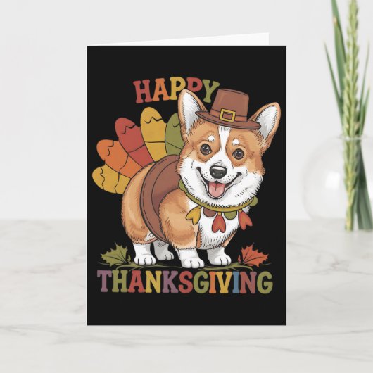 Thanksgiving Corgi Hond Kalkoen Kaart (Voorkant)