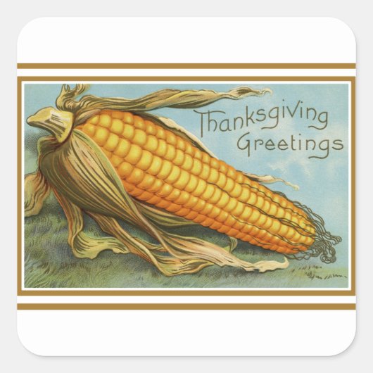  Thanksgiving Corn Vierkante Sticker (Voorkant)