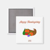Thanksgiving Cornucopia 2 inch Square Magnet (Voorkant / Achterkant)