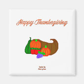 Thanksgiving Cornucopia 2 inch Square Magnet (Voorkant)