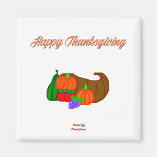 Thanksgiving Cornucopia 2 inch Square Magnet