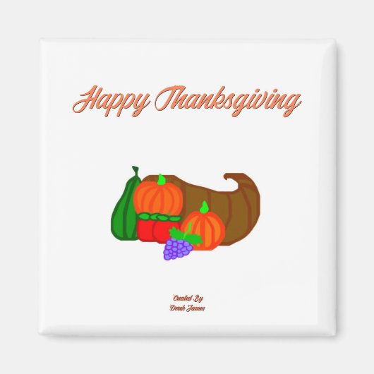 Thanksgiving Cornucopia 2 inch Square Magnet (Voorkant)