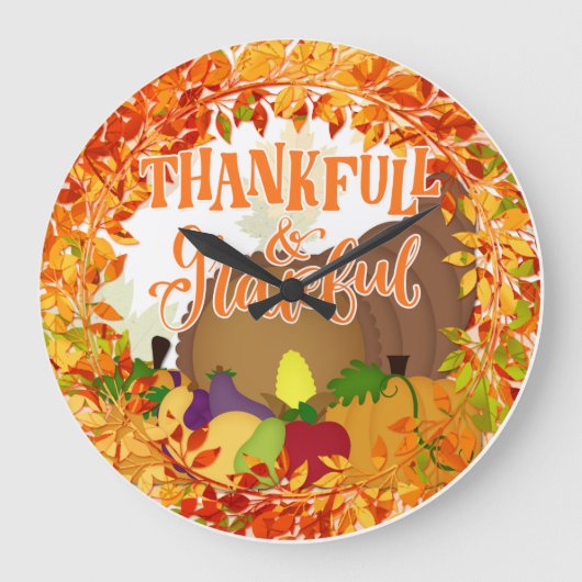Thanksgiving Cornucopia - Bedankt en dankbaar Grote Klok (Voorkant)