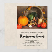 Thanksgiving Cornucopia Bounful Harvest Dinner Kaart (Voorkant / Achterkant)