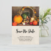 Thanksgiving Cornucopia Bounful Harvest Dinner Save The Date (Staand voorkant)