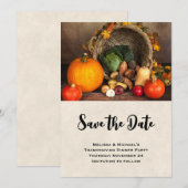 Thanksgiving Cornucopia Bounful Harvest Dinner Save The Date (Voorkant / Achterkant)