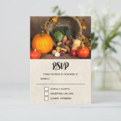 Thanksgiving Cornucopia Bounful Harvest RSVP Kaartje (Staand voorkant)