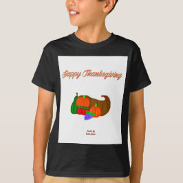 Thanksgiving Cornucopia Boys Black Basic T-Shirt