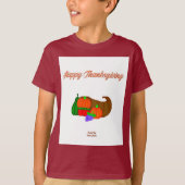 Thanksgiving Cornucopia Boys Maroon Basic T Shirt (Voorkant)