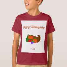 Thanksgiving Cornucopia Boys Maroon Basic T Shirt