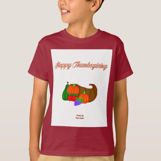 Thanksgiving Cornucopia Boys Maroon Basic T Shirt (Voorkant)