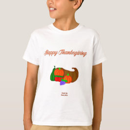 Thanksgiving Cornucopia Boys White Basic T Shirt