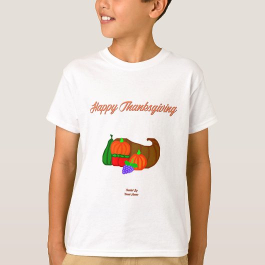Thanksgiving Cornucopia Boys White Basic T Shirt (Voorkant)