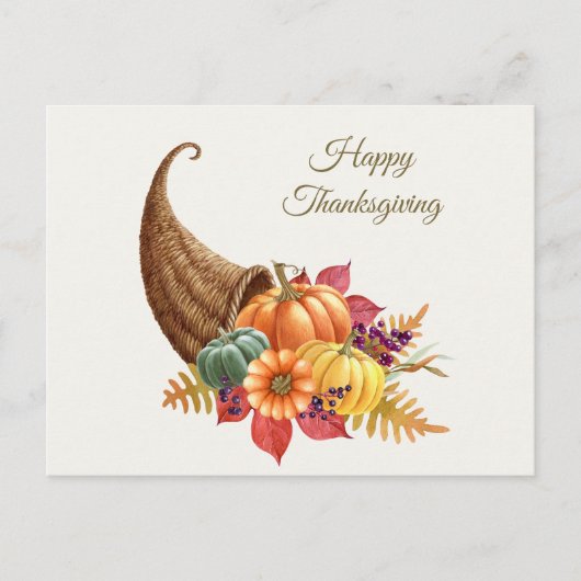 Thanksgiving Cornucopia Briefkaart (Voorkant)