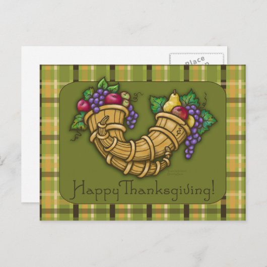 Thanksgiving Cornucopia Briefkaart (Voorkant / Achterkant)
