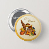 Thanksgiving. Cornucopia Button (Voorkant /achterkant)