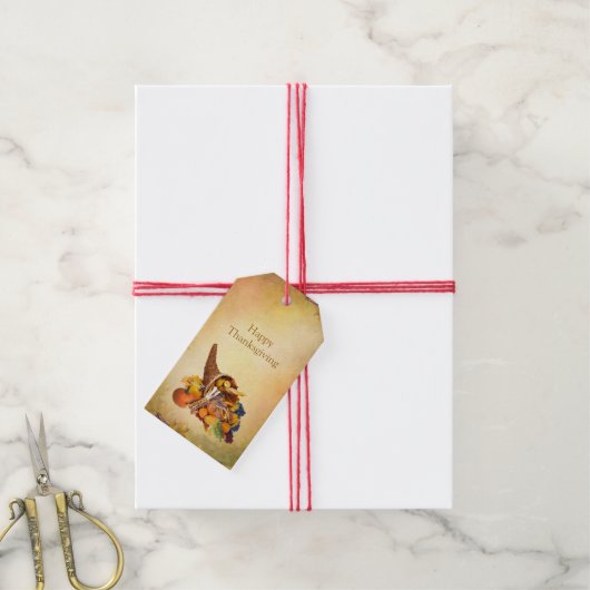 Thanksgiving, Cornucopia Cadeaulabel (Met Touw)