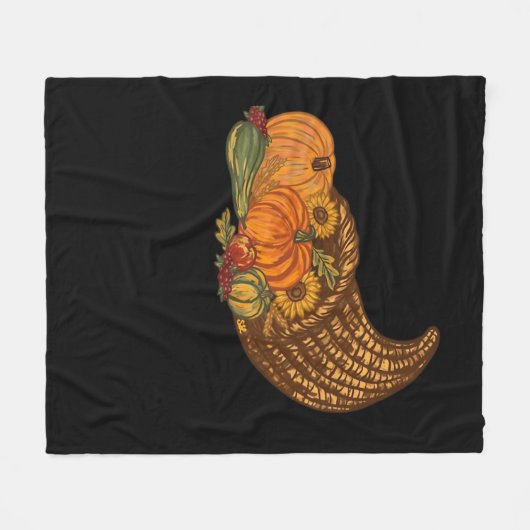 Thanksgiving Cornucopia Classic T-shirt Fleece Deken (Voorkant (Horizontaal))