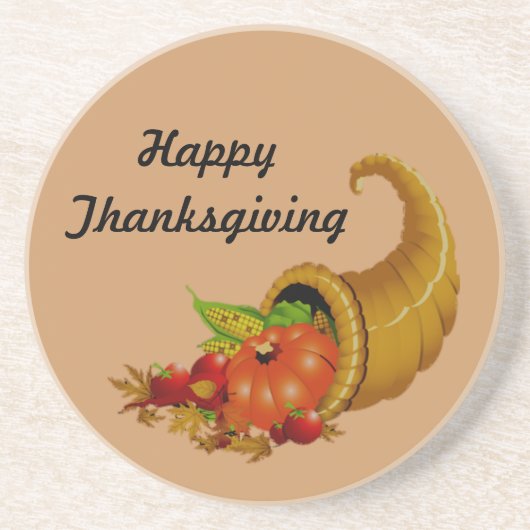 Thanksgiving Cornucopia Cork Onderzetters (Voorkant)