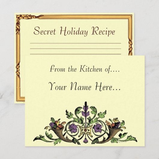Thanksgiving cornucopia Custom Recept Kaart (Voorkant / Achterkant)