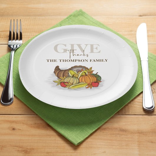 Thanksgiving Cornucopia Elegant geeft Bedankt herf Papieren Bordje