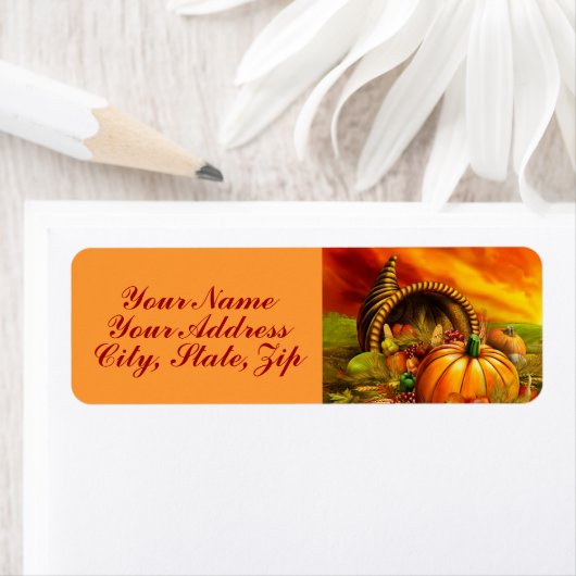 Thanksgiving Cornucopia Etiket (Insitu)