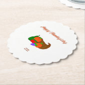 Thanksgiving Cornucopia Gezogen rond Onderzetter (Gekanteld)