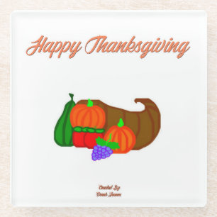 Thanksgiving Cornucopia Glass Onderzetter