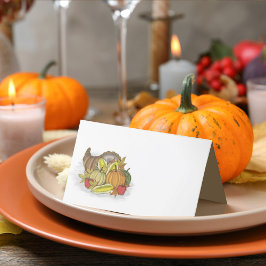 Thanksgiving Cornucopia Greenery Elegant Autumn Plaatskaartje
