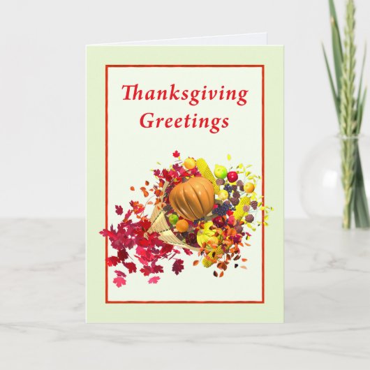 Thanksgiving Cornucopia Greetings Feestdagen Kaart (Voorkant)