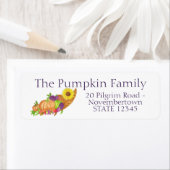 Thanksgiving cornucopia Harvest in waterverf Etiket (Insitu)