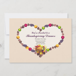 Thanksgiving Cornucopia Heart Dinner Kaart