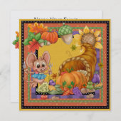Thanksgiving Cornucopia Invitation - SRF Kaart (Voorkant / Achterkant)